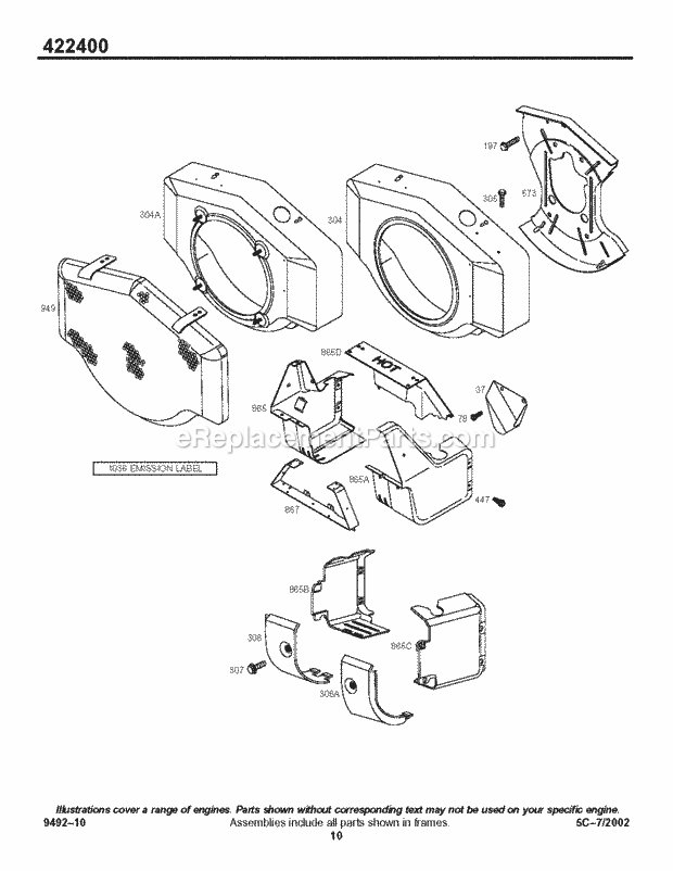 Briggs and Stratton 422432-1235-01 Engine Blower HousingShroud Diagram