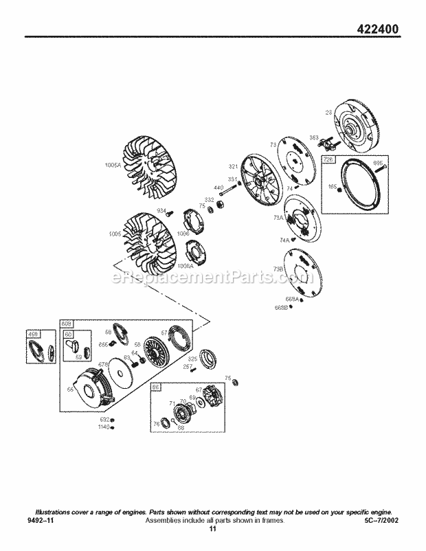 Briggs and Stratton 422432-1237-01 Engine Flywheel Rewind Diagram