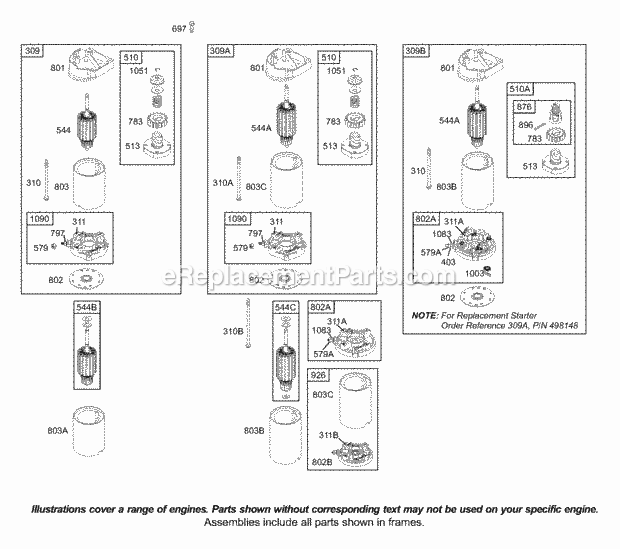 Briggs and Stratton 422707-0127-99 Engine Electric Starter Diagram