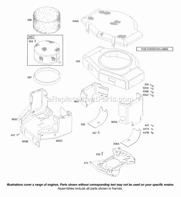 Briggs and Stratton 422707-0151-01 Engine Blower Housing Diagram