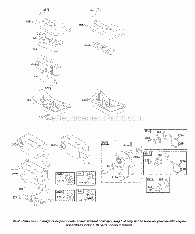 Briggs and Stratton 422707-0155-99 Engine Air Cleaner Muffler Diagram