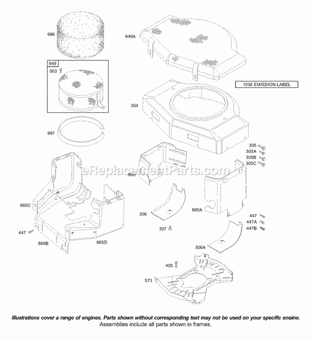 Briggs and Stratton 422707-0155-99 Engine Blower Housing Diagram