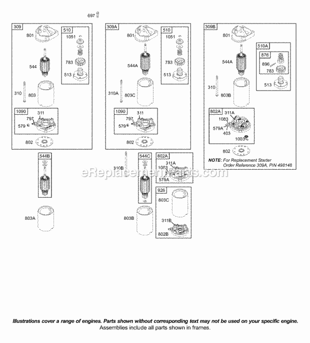 Briggs and Stratton 42A707-1707-E1 Engine Electric Starter Diagram