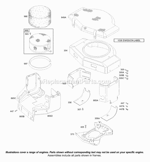 Briggs and Stratton 42D707-1834-99 Engine Blower Housing Diagram