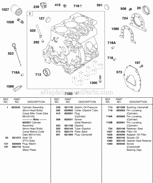 Briggs and Stratton 437447-0205-E2 Engine Cylinder Oil Back Plate Diagram