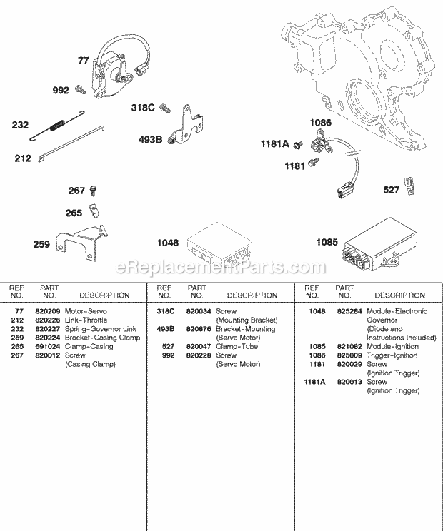 Briggs and Stratton 437447-0205-E2 Engine Ignition Module Trigger Module Electronic Module Diagram