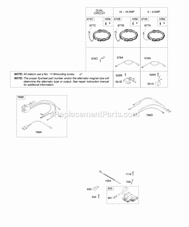 Briggs and Stratton 441577-0117-B1 Engine Alternators Ignition Diagram