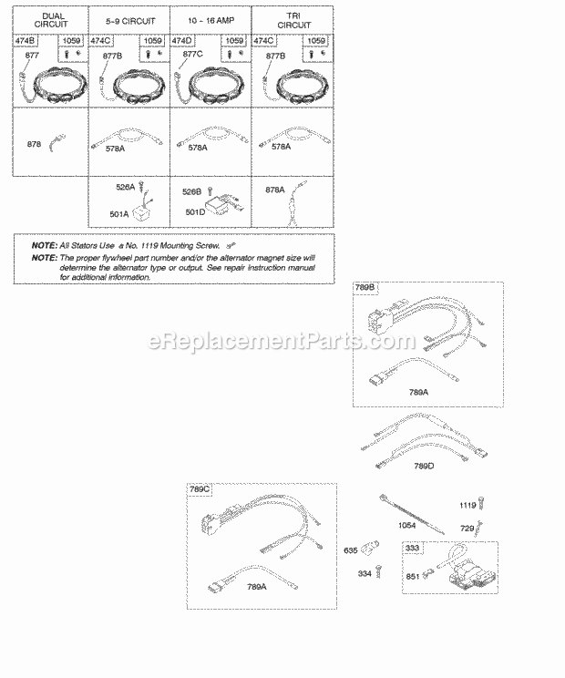 Briggs and Stratton 441677-0112-B1 Engine Alternator Fuel Supply Ignition Diagram