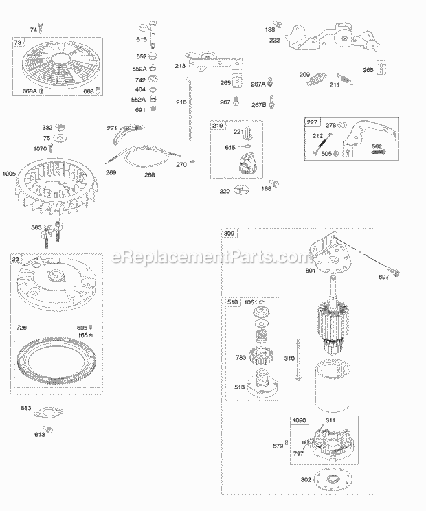 Briggs and Stratton 441777-0027-B1 Engine Controls Electric Starter Flywheel Governor Spring Diagram