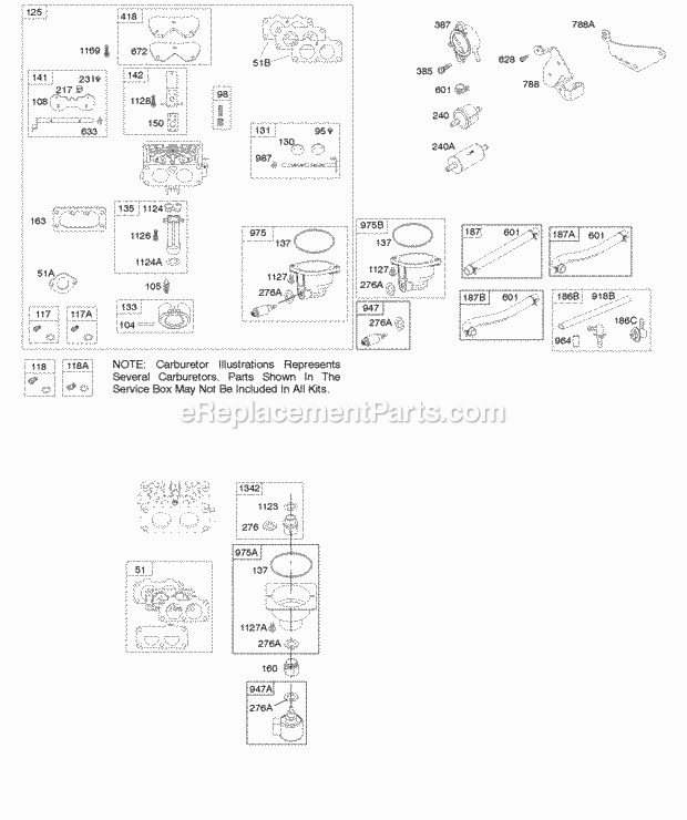 Briggs and Stratton 445677-0001-B1 Engine Carburetor Fuel Supply Diagram