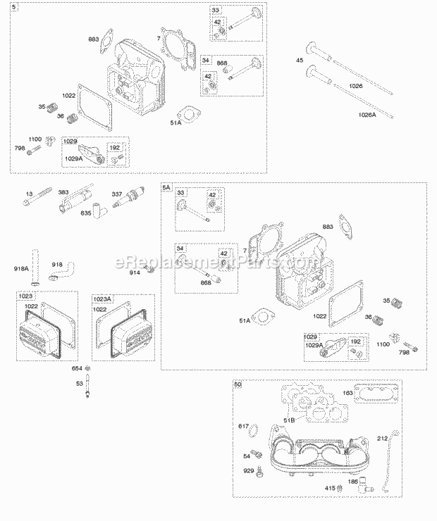 Briggs and Stratton 445677-0002-B1 Engine Cylinder Head Rocker Arm Cover Intake Manifold Diagram