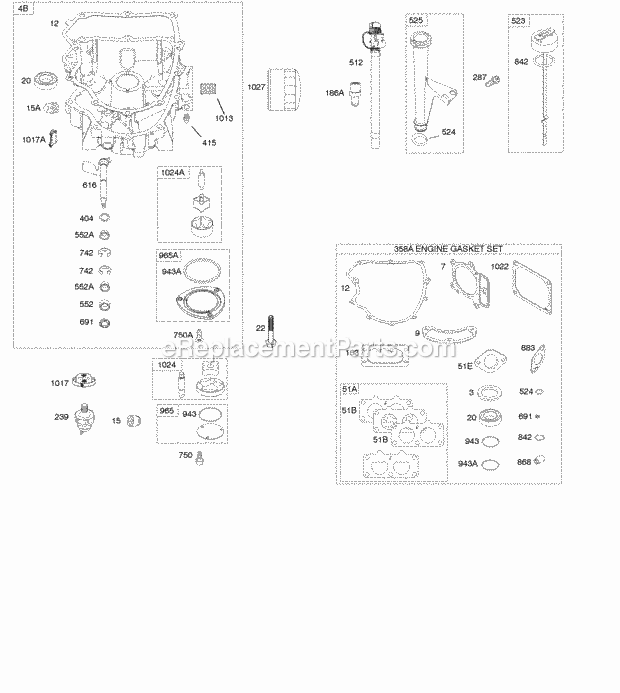 Briggs and Stratton 445677-0110-B1 Engine Engine Sump Lubrication Diagram