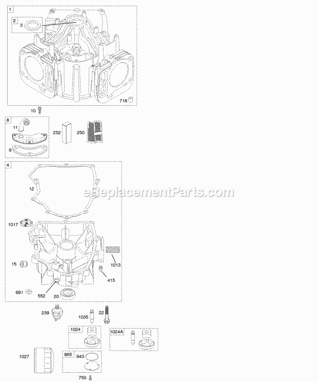Briggs and Stratton 445777-0112-E1 Engine Cylinder Engine Sump Diagram