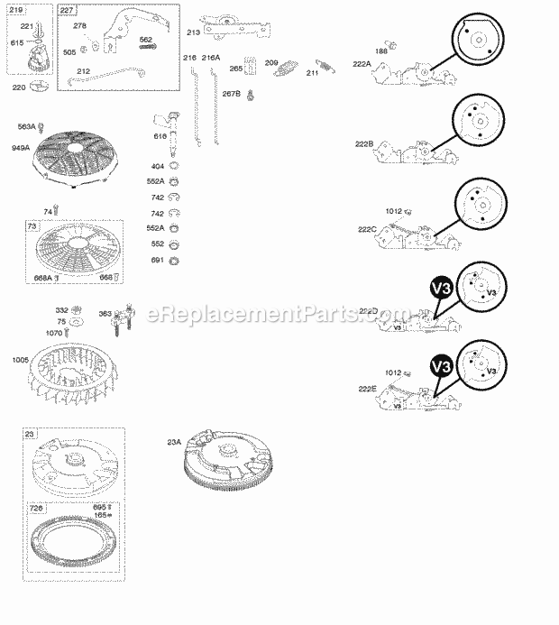 Briggs and Stratton 445877-0130-B1 Engine Controls Flywheel Governor Spring Diagram