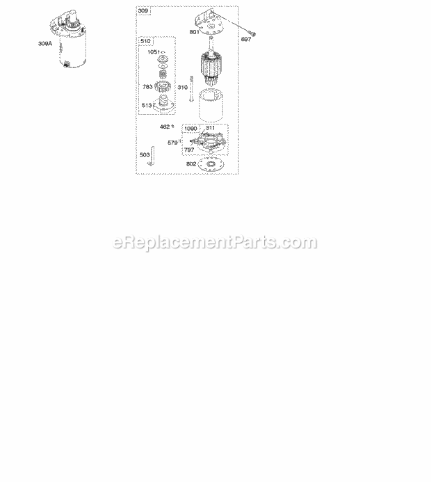 Briggs and Stratton 445877-0130-E1 Engine Electric Starter Diagram