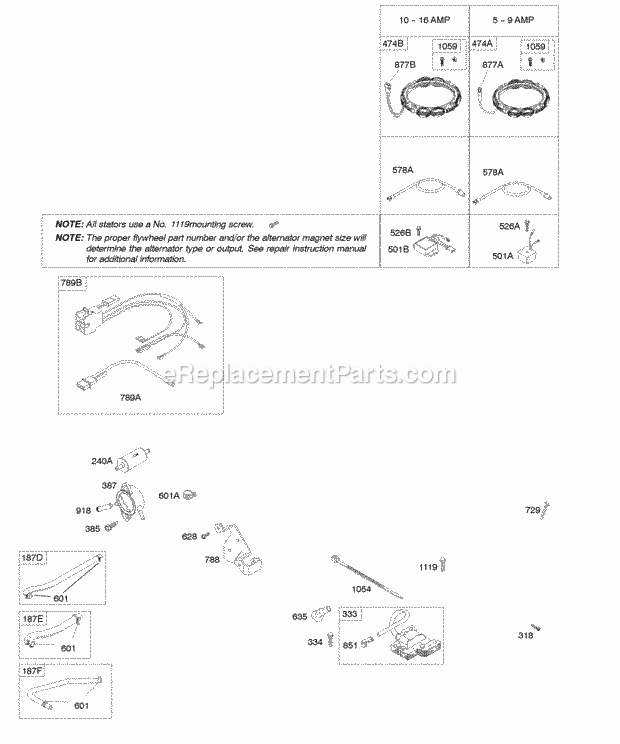 Briggs and Stratton 446677-0126-E1 Engine Alternators Fuel Supply Ignition Diagram