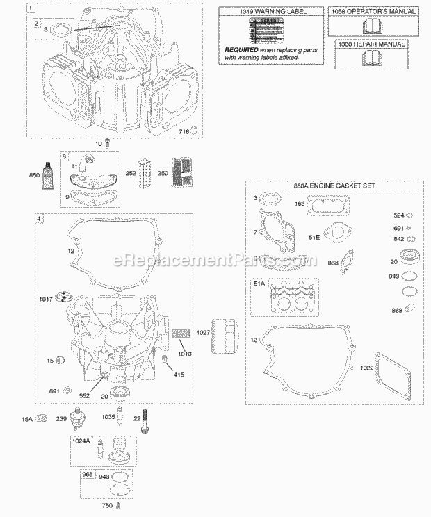 Briggs and Stratton 44K777-0025-G1 Engine Cylinder Engine Sump KitGasket Set-Engine Diagram