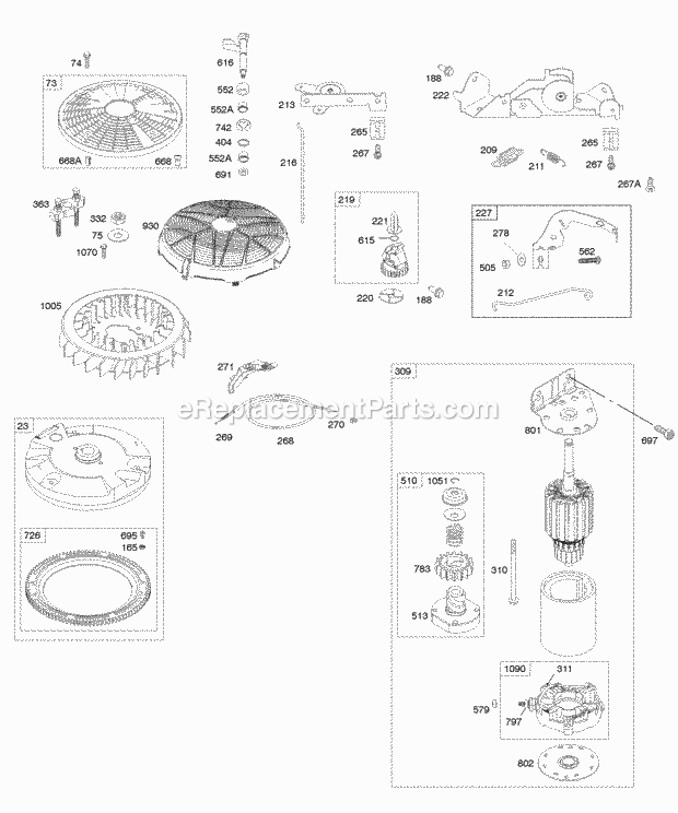 Briggs and Stratton 44K777-0026-E1 Engine Controls Electric Start Flywheel Diagram