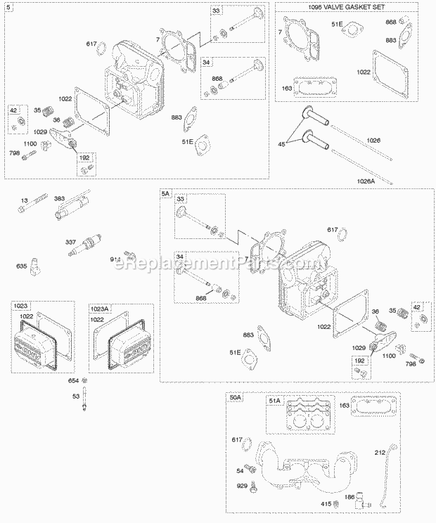 Briggs and Stratton 44K777-0026-E1 Engine Cylinder Head KitGasket Set-Valve Valves Diagram