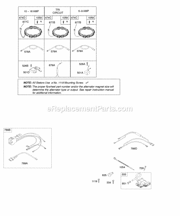 Briggs and Stratton 44K777-0100-B1 Engine Alternators Ignition Diagram