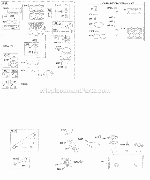 Briggs and Stratton 44K777-0116-G1 Engine Carburetor Exhaust System Fuel Supply KitGasket Set-Carburetor Diagram