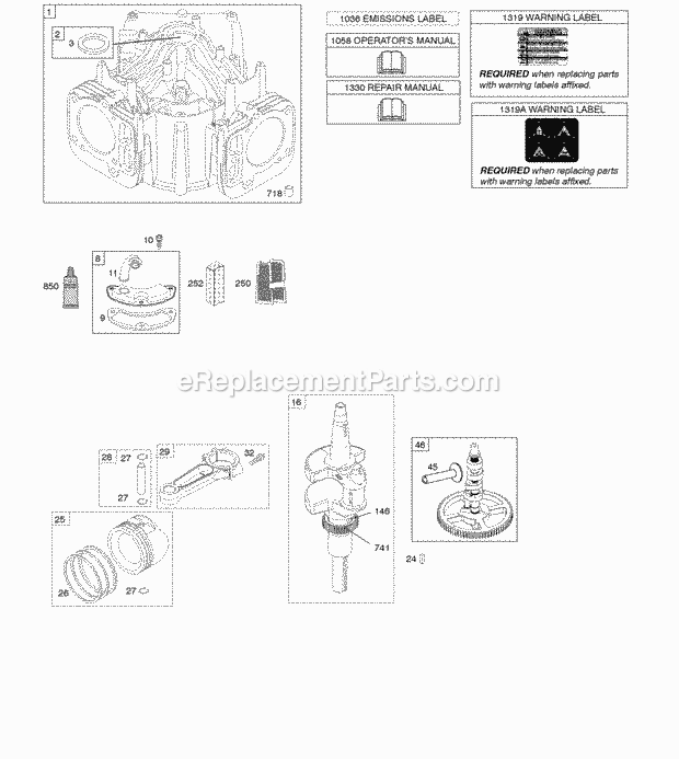 Briggs and Stratton 44L777-0128-B1 Engine Camshaft Crankshaft Cylinder Gasket Set - Engine Pistons Rings Connecting Rod Diagram