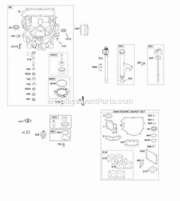 Briggs and Stratton 44M777-0818-B1 Engine Engine Sump Gasket Set - Engine Lubrication Diagram