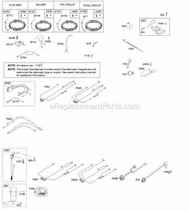 Briggs and Stratton 44M777-1387-B1 Engine Alternators Ignition Diagram