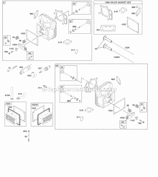 Briggs and Stratton 44M777-1387-B1 Engine Cylinder Head Gasket Set - Valve Valves Diagram