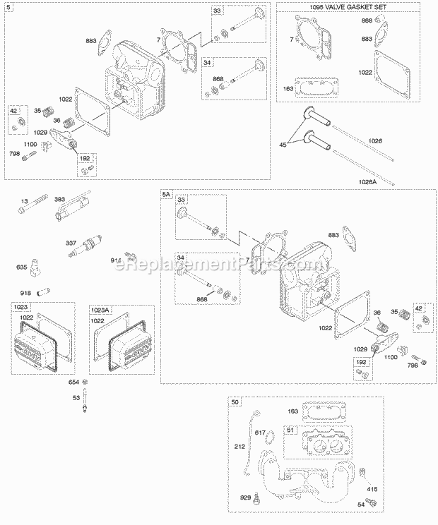 Briggs and Stratton 44N777-0114-B1 Engine Cylinder Head KitGasket Set-Valve Valves Diagram