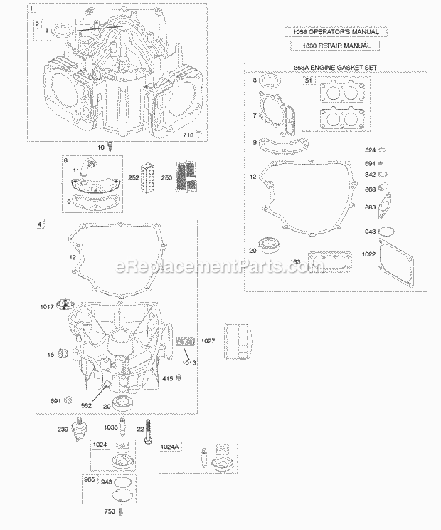 Briggs and Stratton 44N777-0114-B1 Engine Cylinder Engine Sump KitGasket Set-Engine Diagram