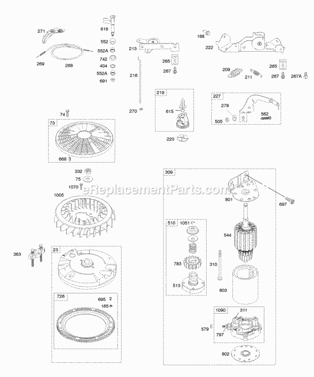 Briggs and Stratton 44N777-0122-E1 Engine Controls Electric Starter Flywheel Diagram