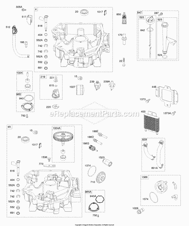 Briggs & Stratton - Vanguard 49E877-0009-G1 Engine Engine Sump, Oil Pump, Oil Cooler Assembly Diagram