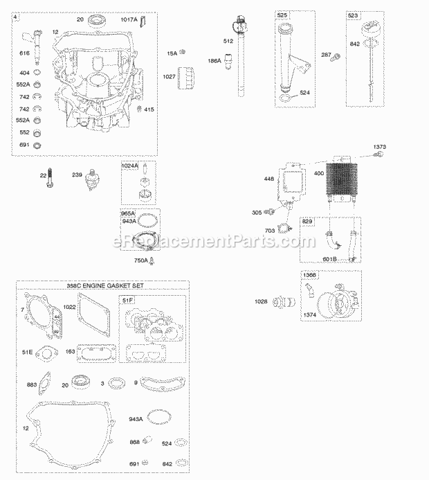 Briggs and Stratton 49M877-0110-E1 Engine Engine Sump Lubrication Diagram