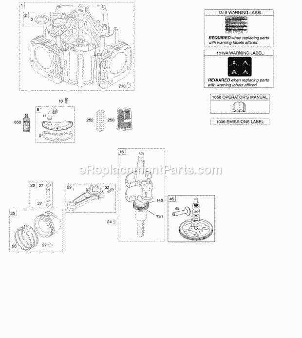 Briggs and Stratton 49M877-0112-G5 Engine Camshaft Crankshaft Cylinder Gasket Set-Engine Piston Rings Connectiong Rod Diagram