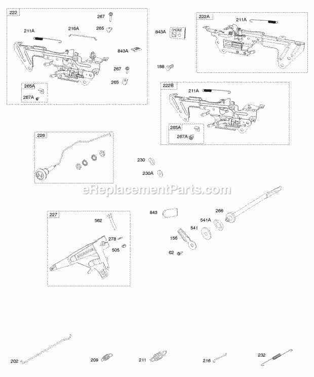 Briggs & Stratton 542477-0127-E1 Engine Controls Springs Diagram