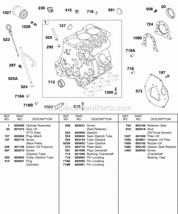 Briggs and Stratton 583447-0317-E2 Engine Cylinder Back Plate Oil Diagram