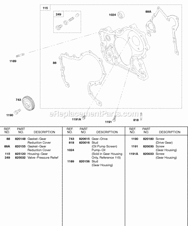 Briggs and Stratton 584447-0210-E2 Engine Gear Housing Diagram