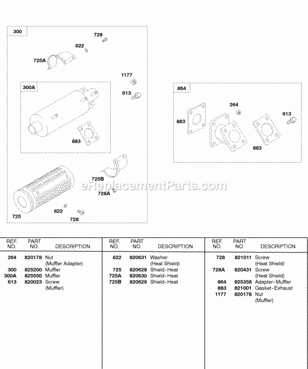 Briggs and Stratton 584447-0210-E2 Engine Exhaust System Diagram