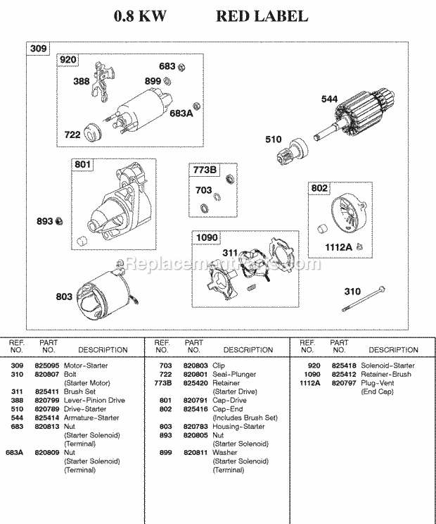 Briggs and Stratton 587447-0205-E2 Engine Starter Motor--08Kw Diagram