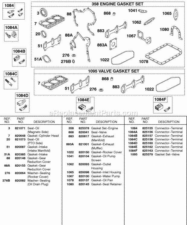 Briggs and Stratton 587447-0205-E2 Engine Engine Gasket Set Valve Gasket Set Diagram