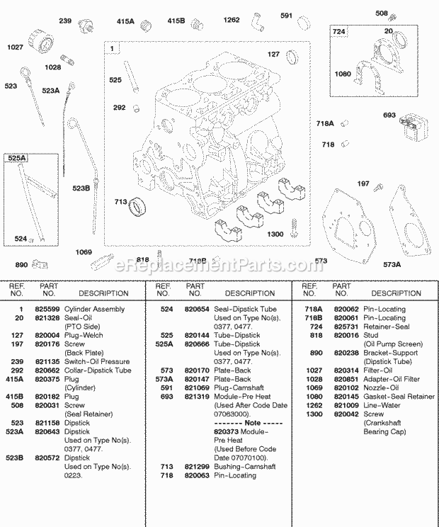 Briggs and Stratton 588447-0216-E2 Engine Cylinder Dipstick Oil Filter Diagram