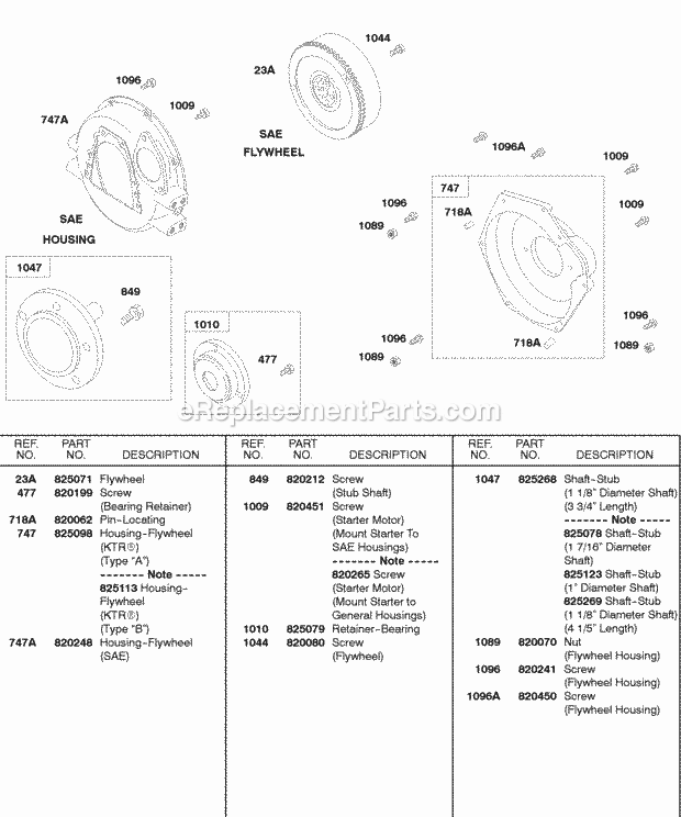 Briggs and Stratton 588447-0225-E2 Engine Flywheel Housing Stub Shaft Sae Flywheel Diagram