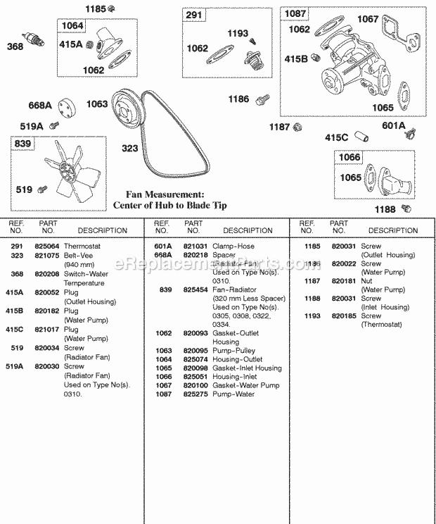 Briggs and Stratton 589447-0305-E2 Engine Rocker Arm Shaft Camshaft Valves Springs Diagram