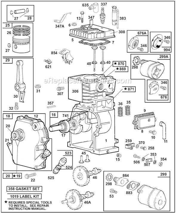 Briggs and Stratton 60100 Series Parts List and Diagram - (1015, 1016 ...