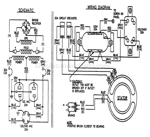 Briggs and Stratton 9720-2 SVT5000 5,000 Watt Generator Page B Diagram