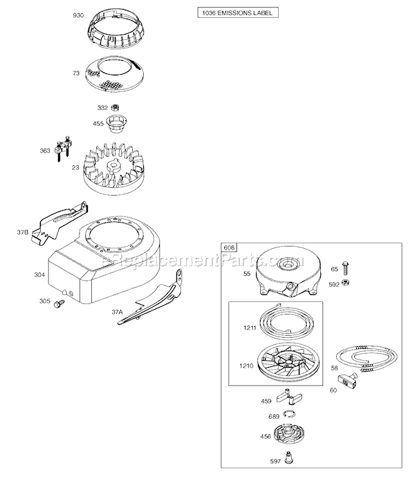 Briggs & Stratton 9T800 Series Engine Page E Diagram