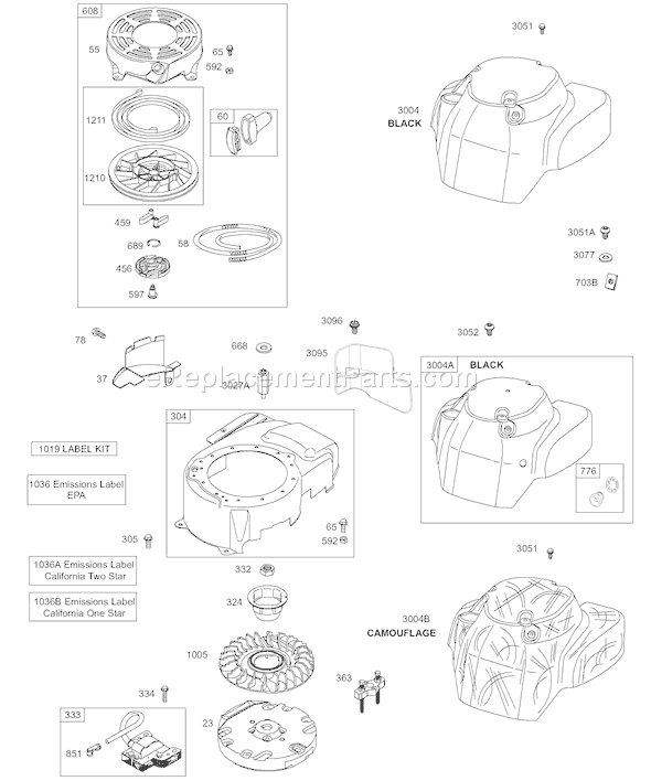 Briggs & Stratton AA0101-0001 Outboard Motor Page F Diagram