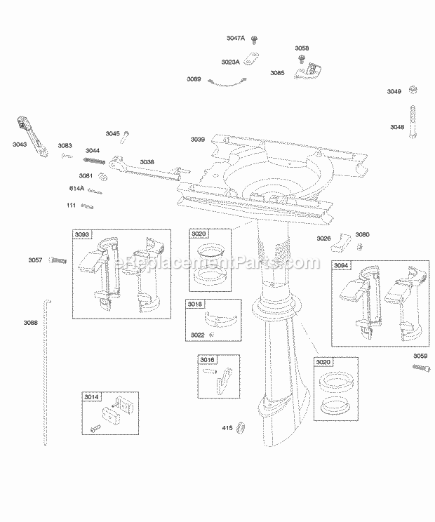 Briggs and Stratton AA0101-0025-01 Engine Drive Shaft Housing Shift Lever Tilt Brackets Diagram