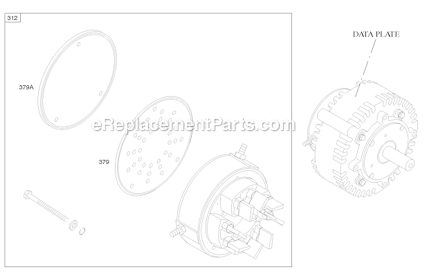 Briggs and Stratton AB0101-0115-01 Engine Brush End Housing Brush Cover Diagram